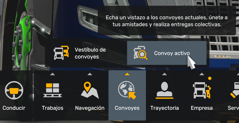 Menú Convoyes: Vestíbulo de convoyes y Convoy activo